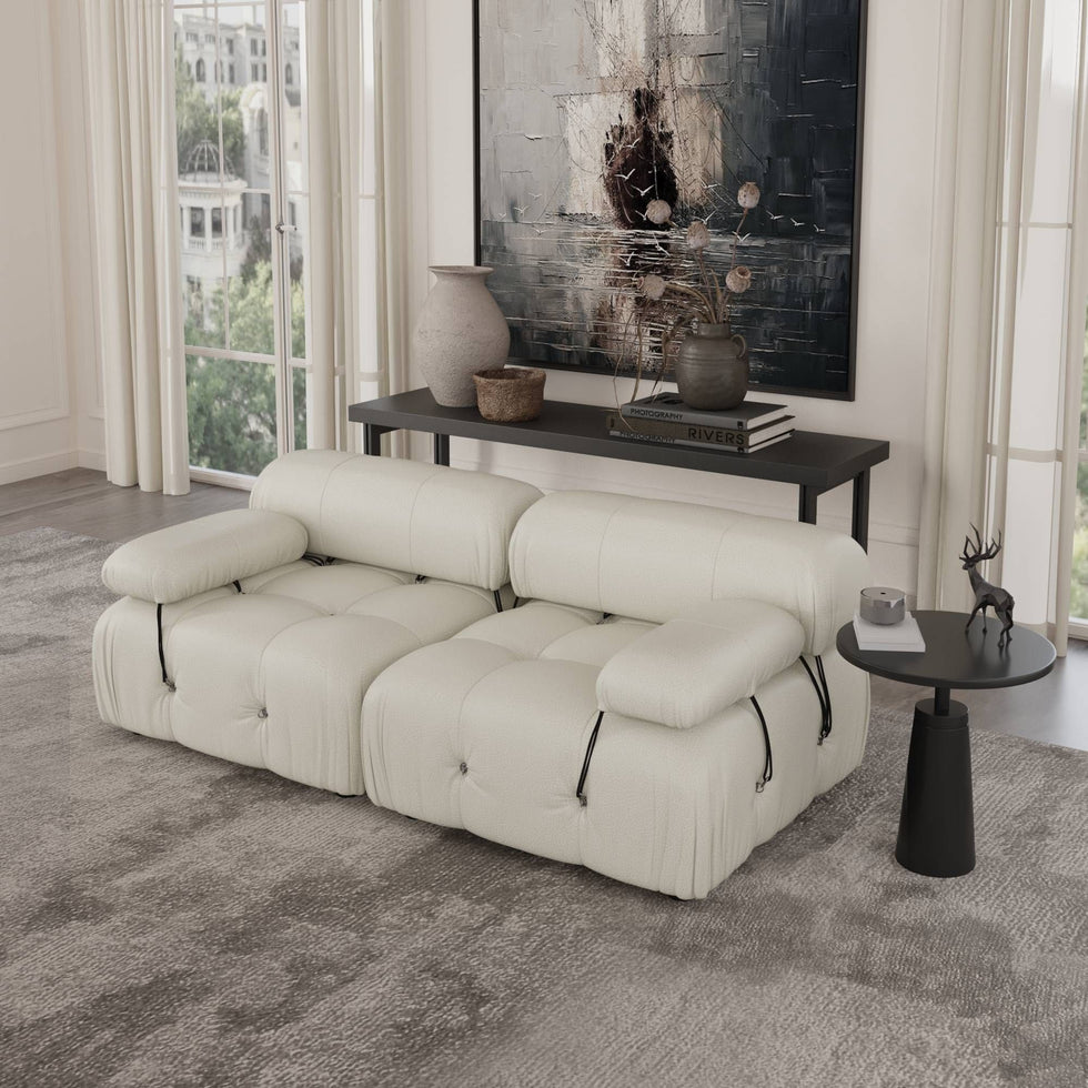 Crenus - Lusso 69.3" Loveseat Leather Sectional Sofa With Removable Armrests