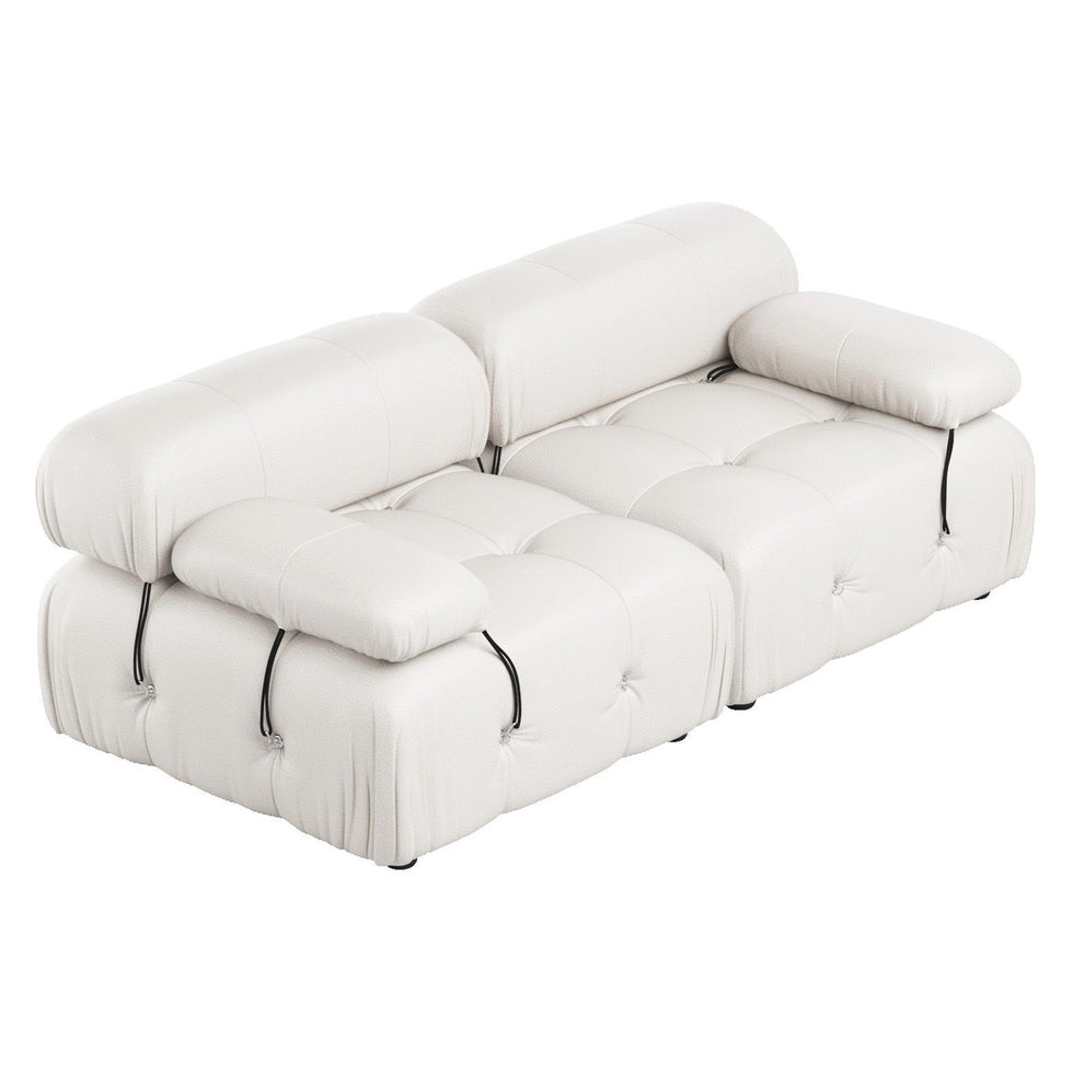 Crenus - Lusso 69.3" Loveseat Leather Sectional Sofa With Removable Armrests