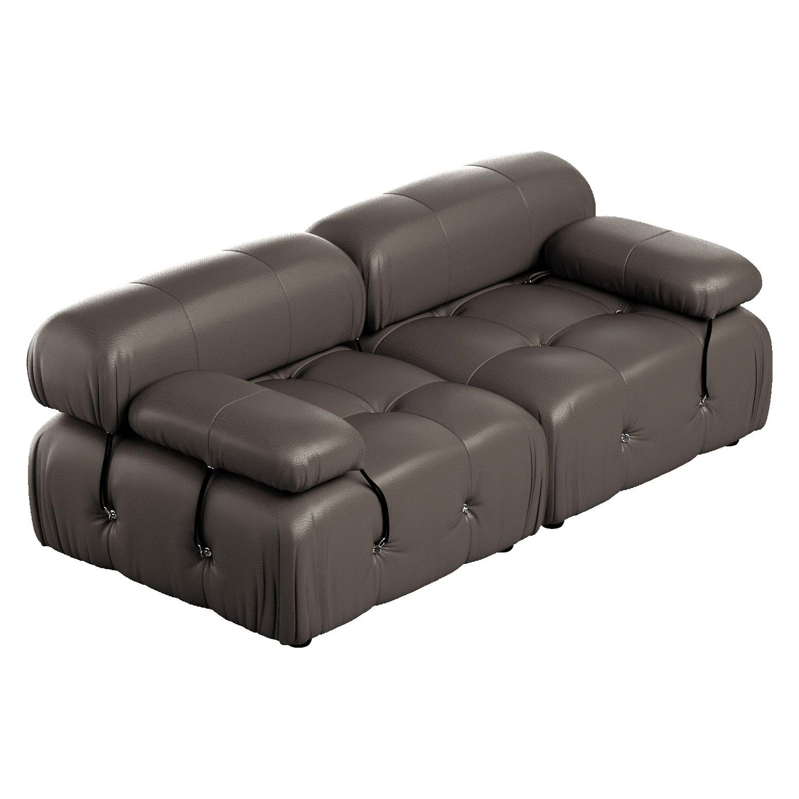Crenus - Lusso 69.3" Loveseat Leather Sectional Sofa With Removable Armrests