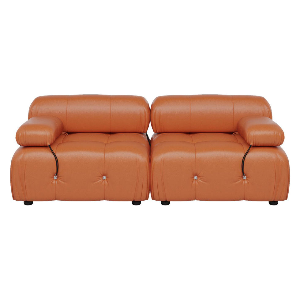 Crenus - Lusso 69.3" Loveseat Leather Sectional Sofa With Removable Armrests