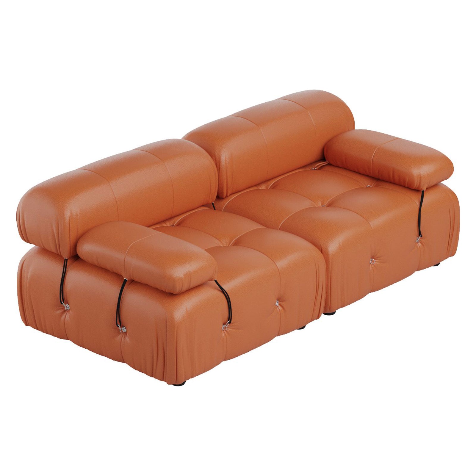 Crenus - Lusso 69.3" Loveseat Leather Sectional Sofa With Removable Armrests