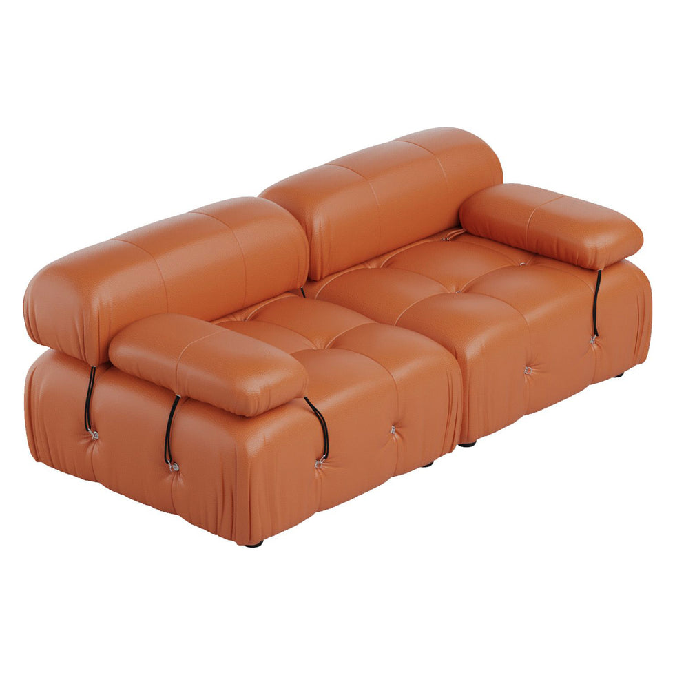 Crenus - Lusso 69.3" Loveseat Leather Sectional Sofa With Removable Armrests