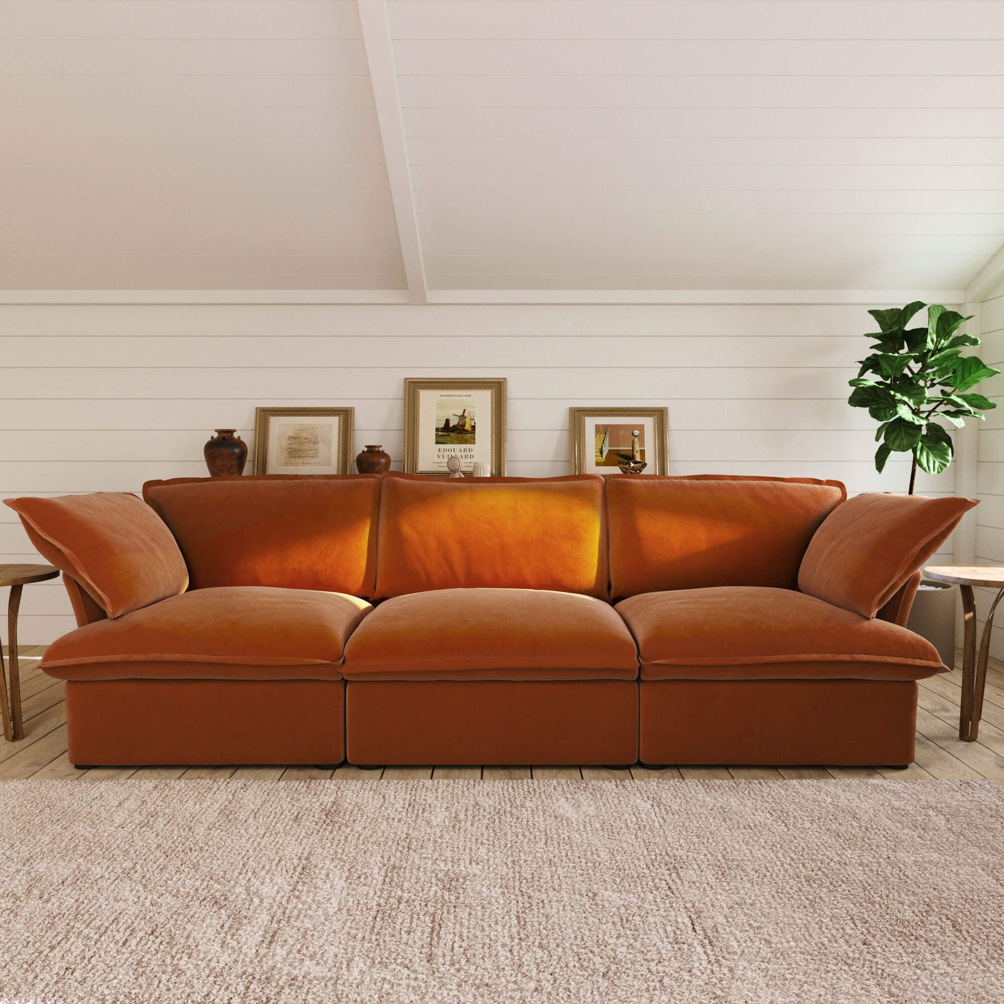 Crenus - Softspot 122.82" Sectional Sofa 3-Seater with Sofa Cover