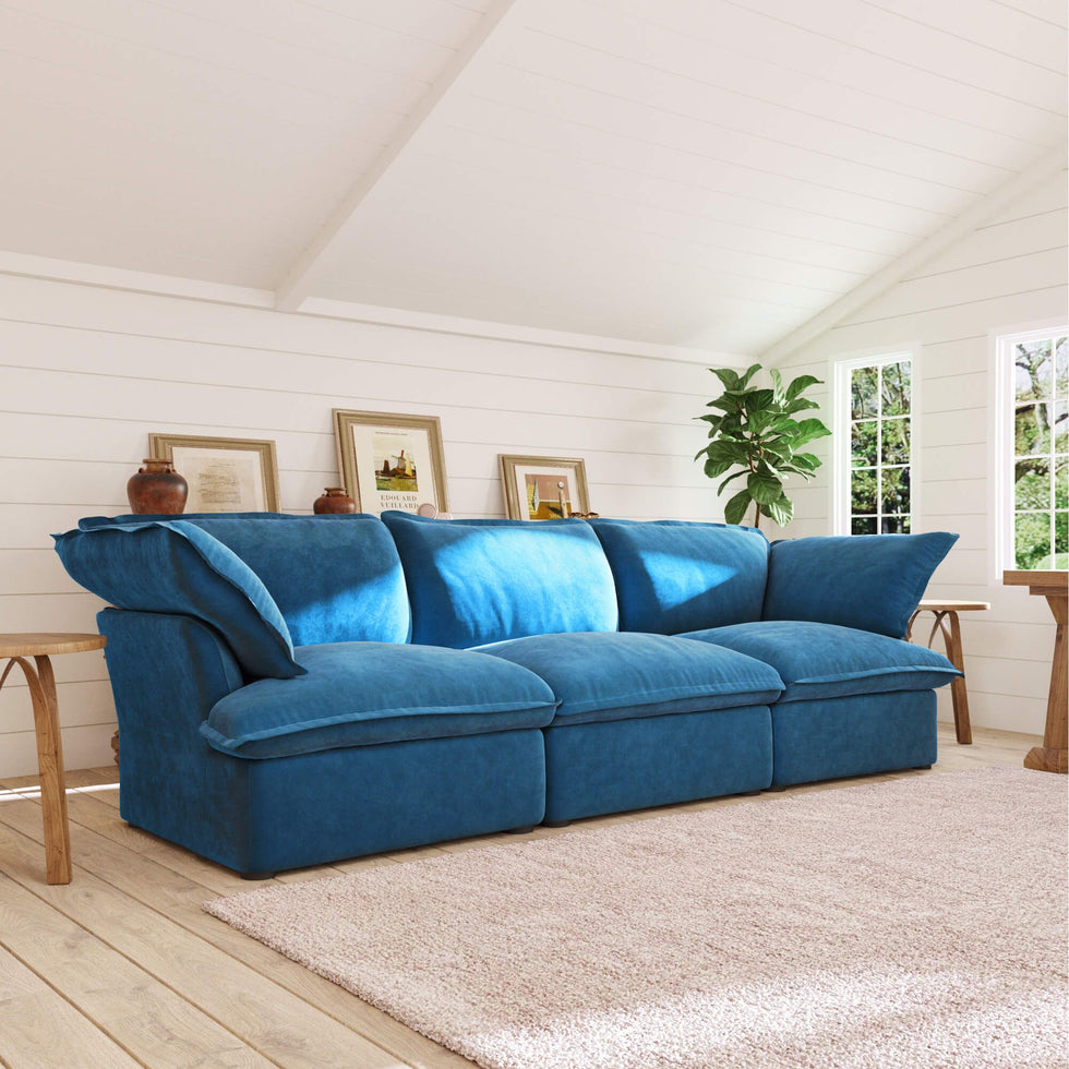 Crenus - Softspot 122.82" Sectional Sofa 3-Seater with Sofa Cover