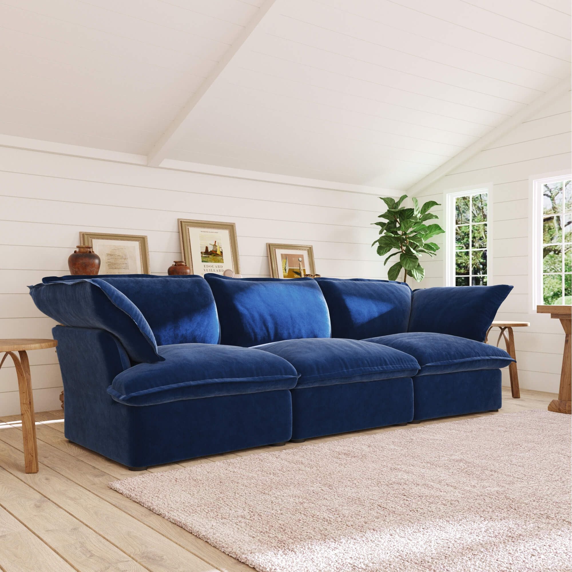 Crenus - Softspot 122.82" Sectional Sofa 3-Seater with Sofa Cover