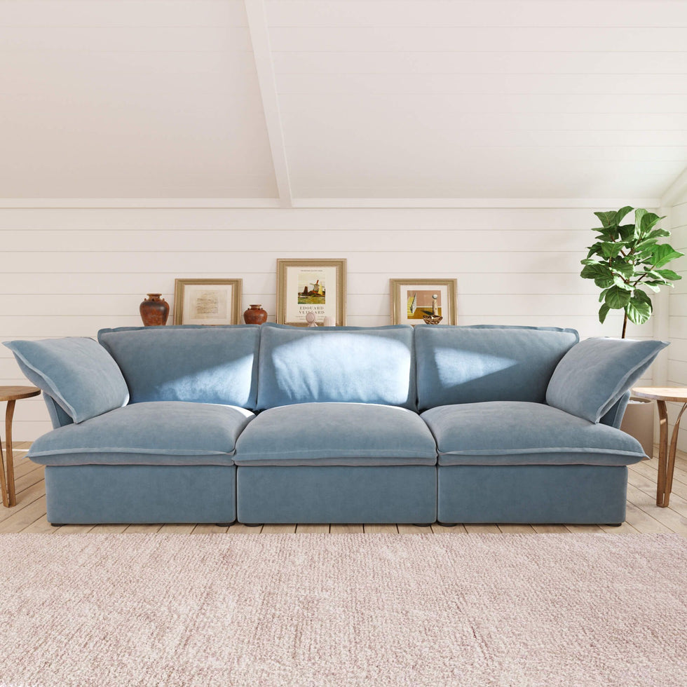 Crenus - Softspot 122.82" Sectional Sofa 3-Seater with Sofa Cover