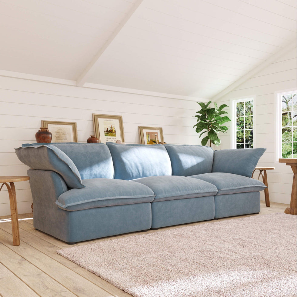 Crenus - Softspot 122.82" Sectional Sofa 3-Seater with Sofa Cover