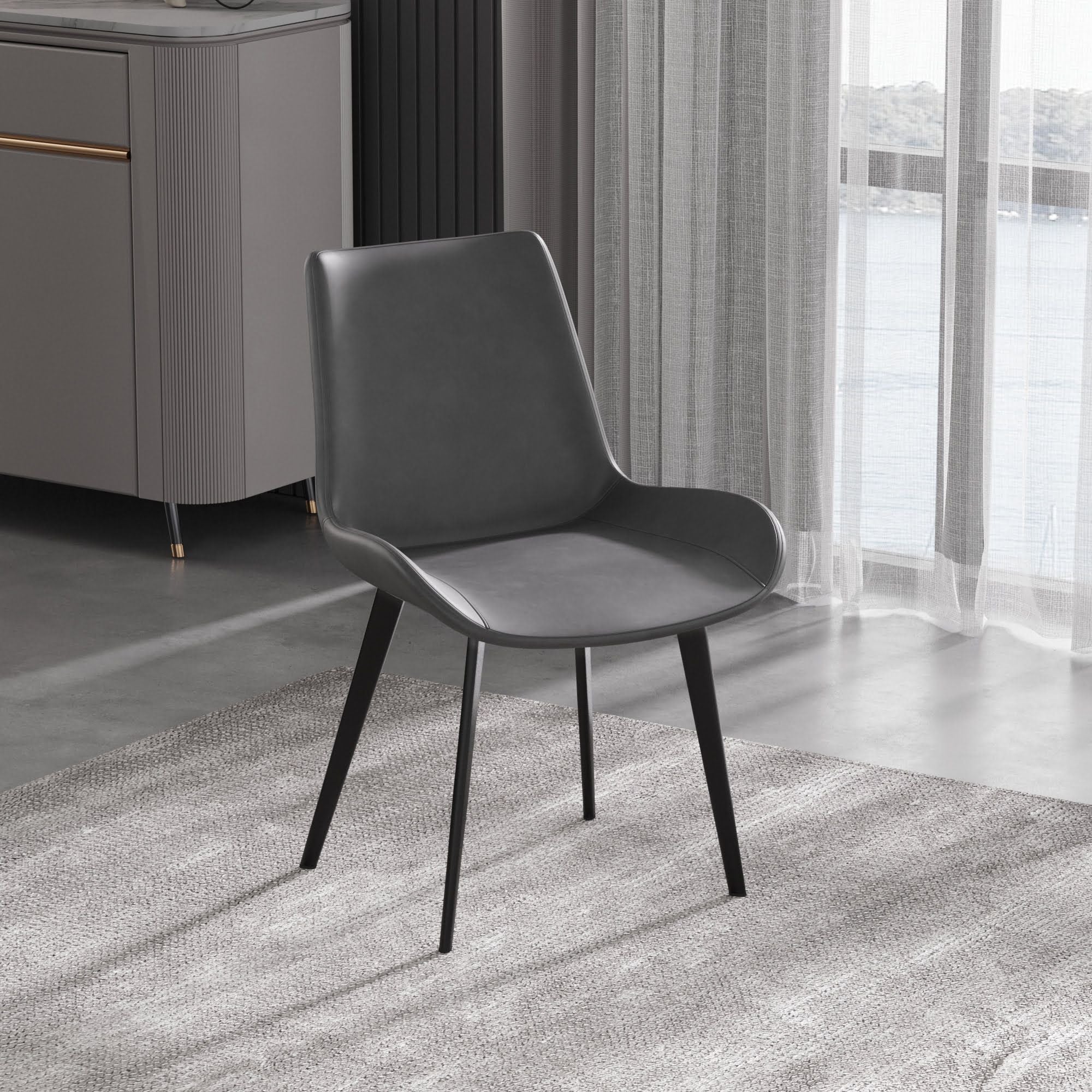 Crenus - Peterann Gray Leather Dining Chair Set of 2