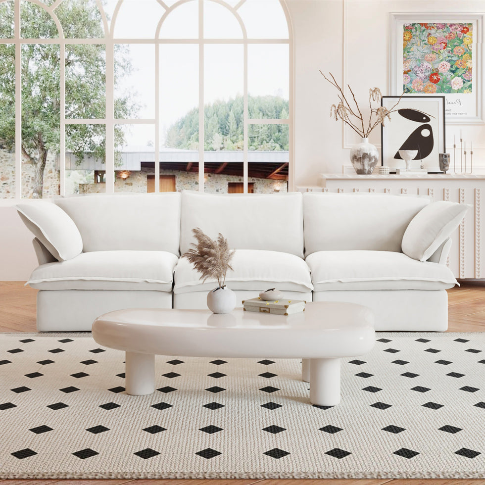 Crenus - Softspot 122.82" Sectional Sofa 3-Seater with Sofa Cover