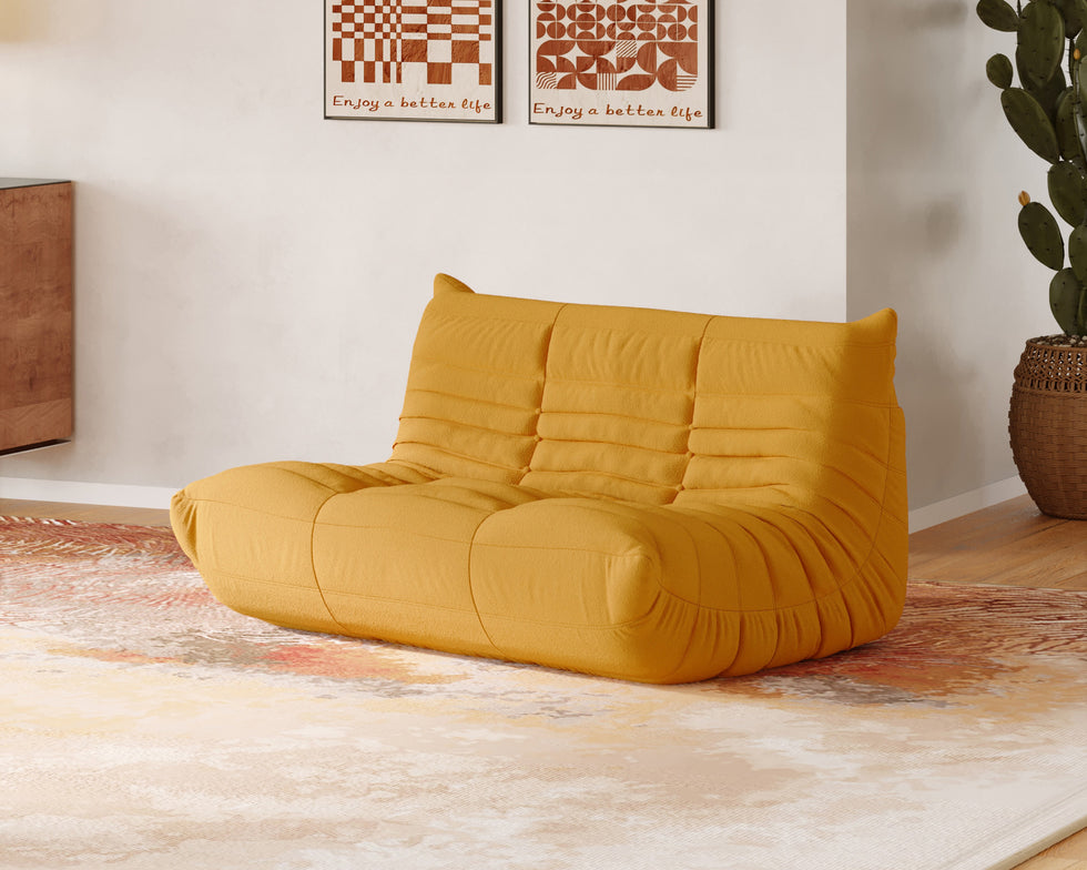 Crenus - Caterpillar 53.15″ Floor Loveseat Sofa Teddy Velvet