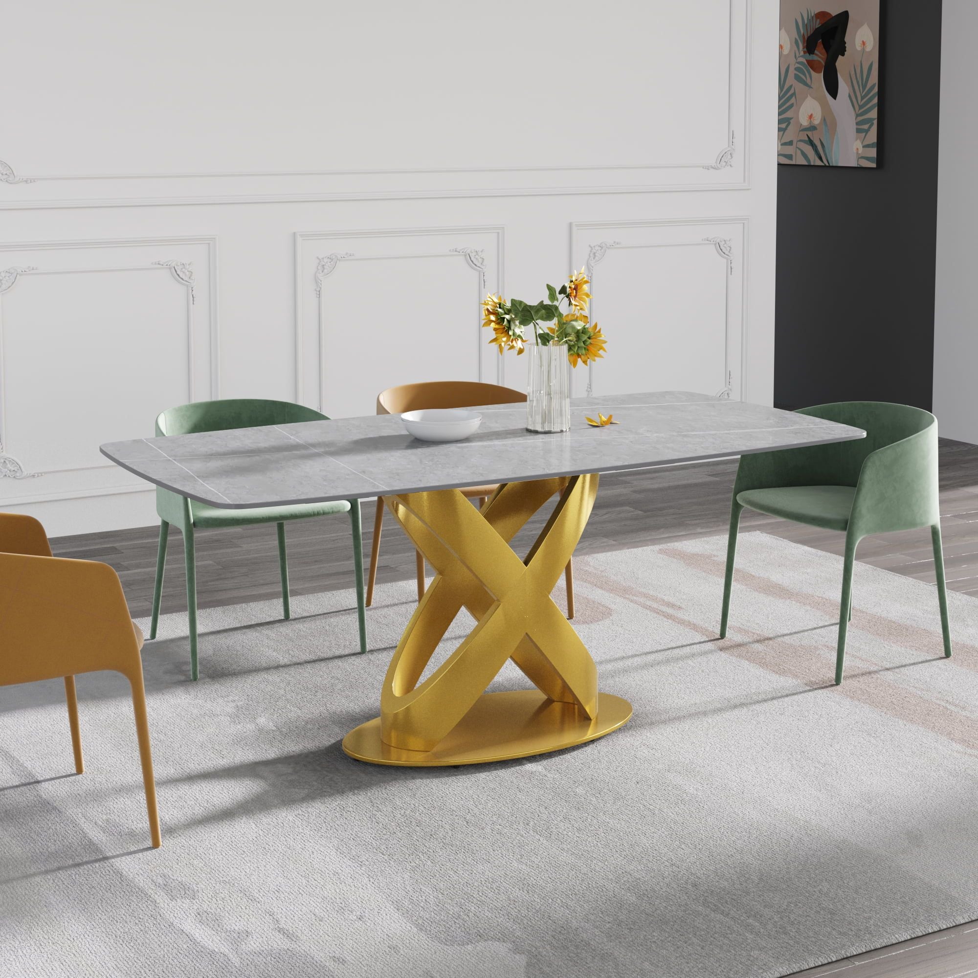 Crenus - Luserna Curved Rectangular Dining Table