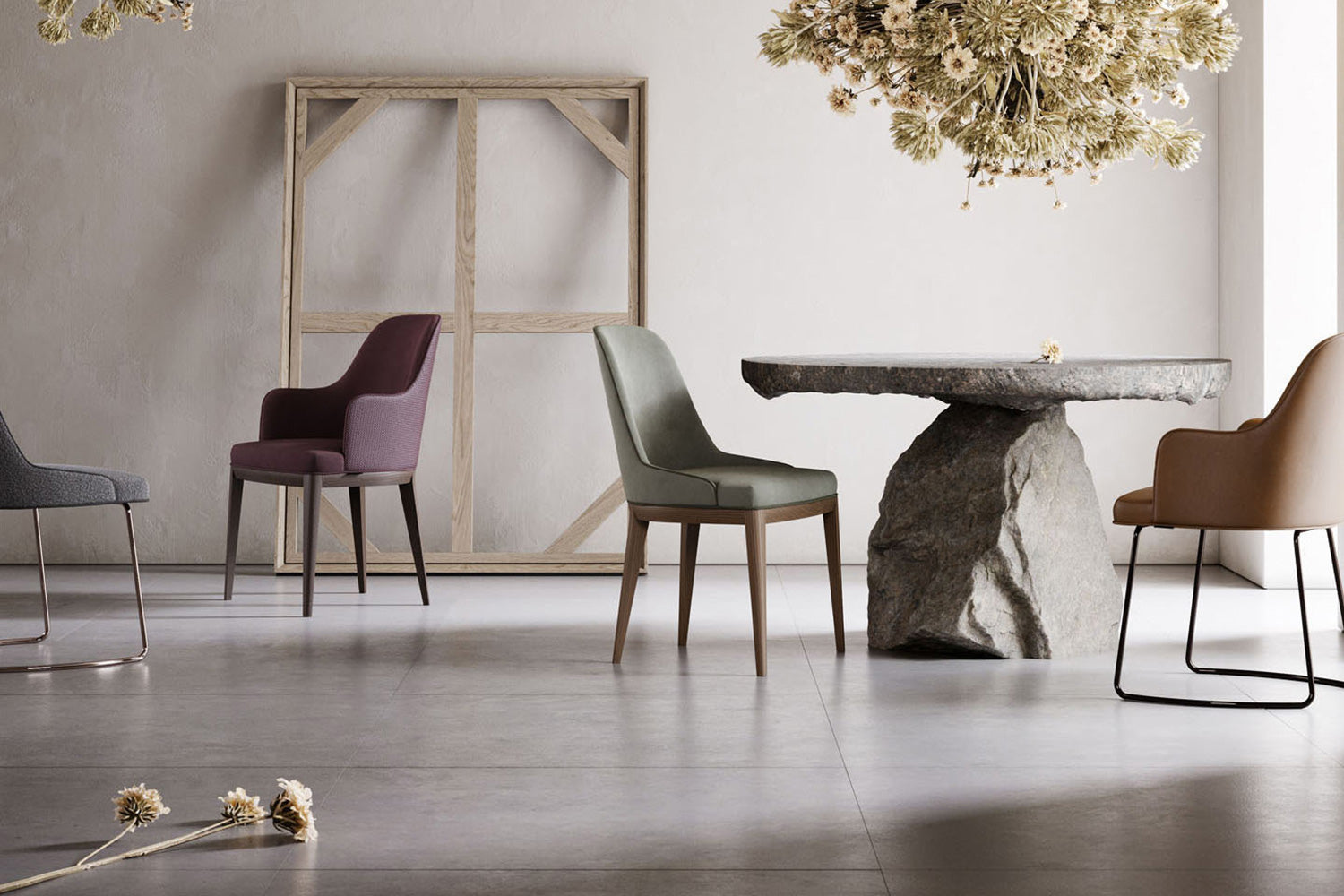 Domkapa - Anna Chair with Armrest Wooden Baseboard