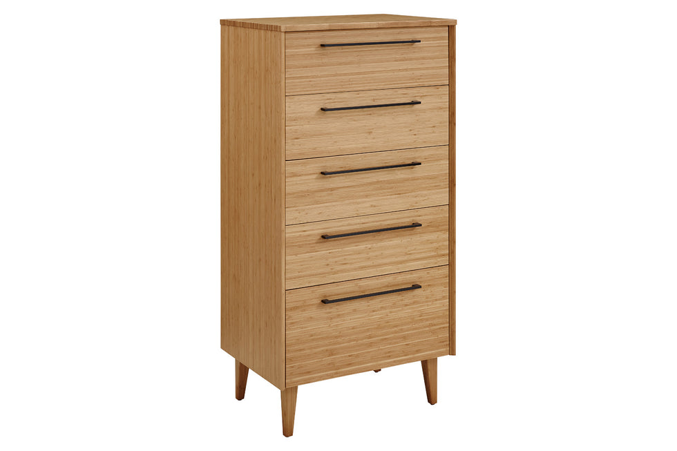 Greenington - Sienna Five Drawer High Chest in Caramelized, Bamboo