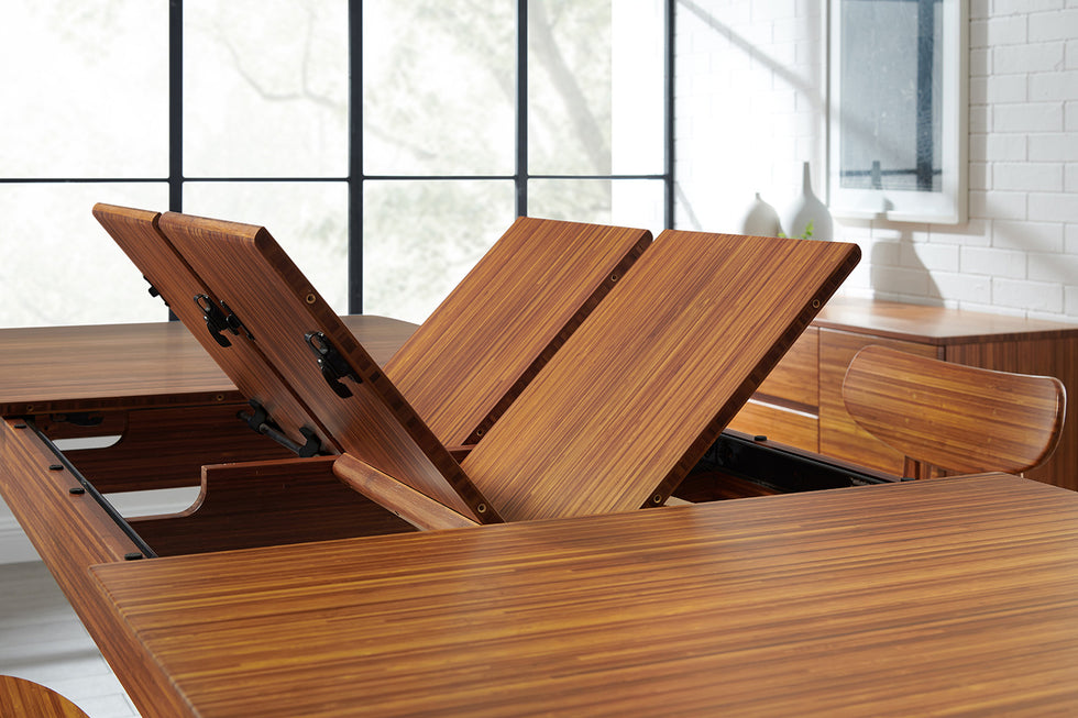 Greenington - Erikka 110" Double-Leaves Extension Dining Table in Amber, Bamboo