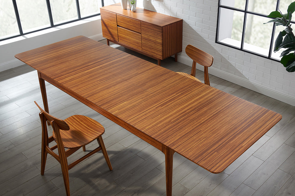 Greenington - Erikka 110" Double-Leaves Extension Dining Table in Amber, Bamboo