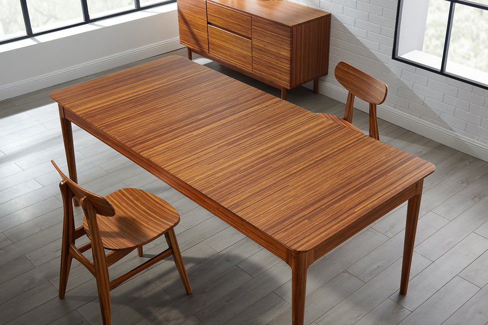 Greenington - Erikka 110" Double-Leaves Extension Dining Table in Amber, Bamboo