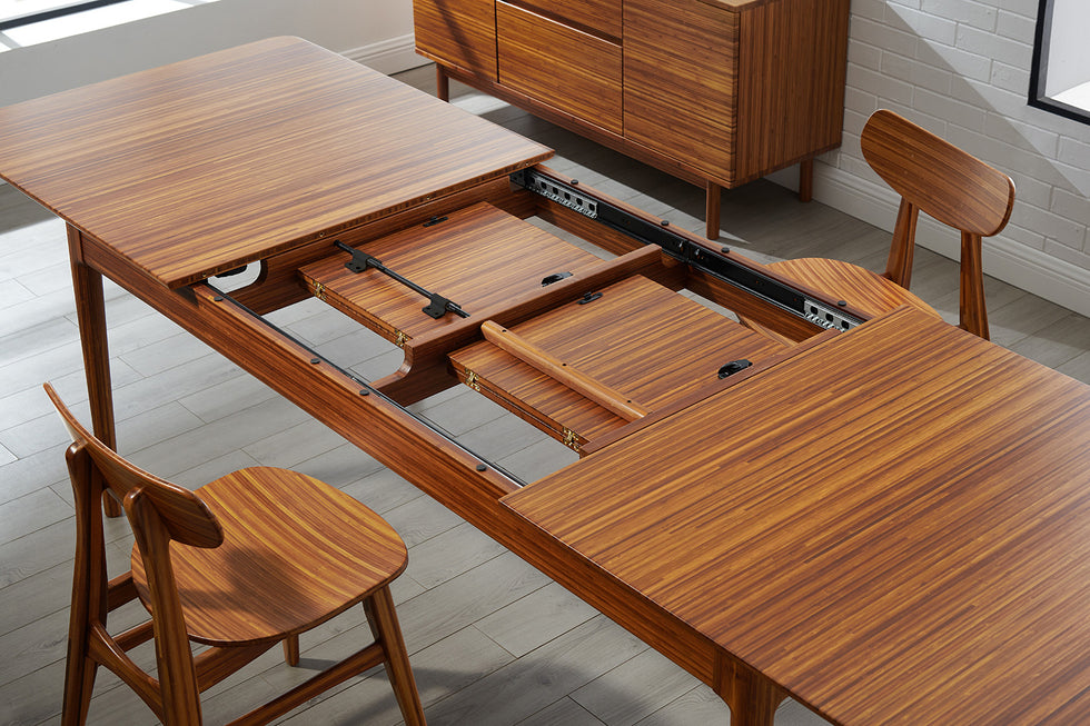 Greenington - Erikka 110" Double-Leaves Extension Dining Table in Amber, Bamboo
