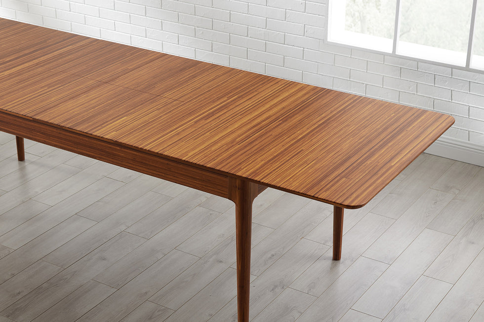 Greenington - Erikka 110" Double-Leaves Extension Dining Table in Amber, Bamboo