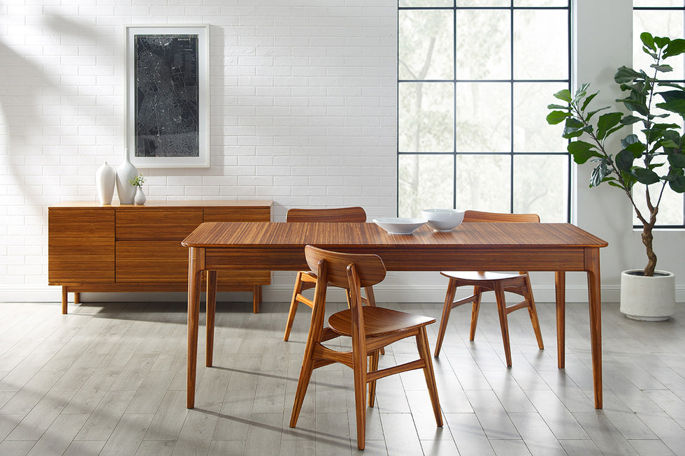 Greenington - Erikka 110" Double-Leaves Extension Dining Table in Amber, Bamboo