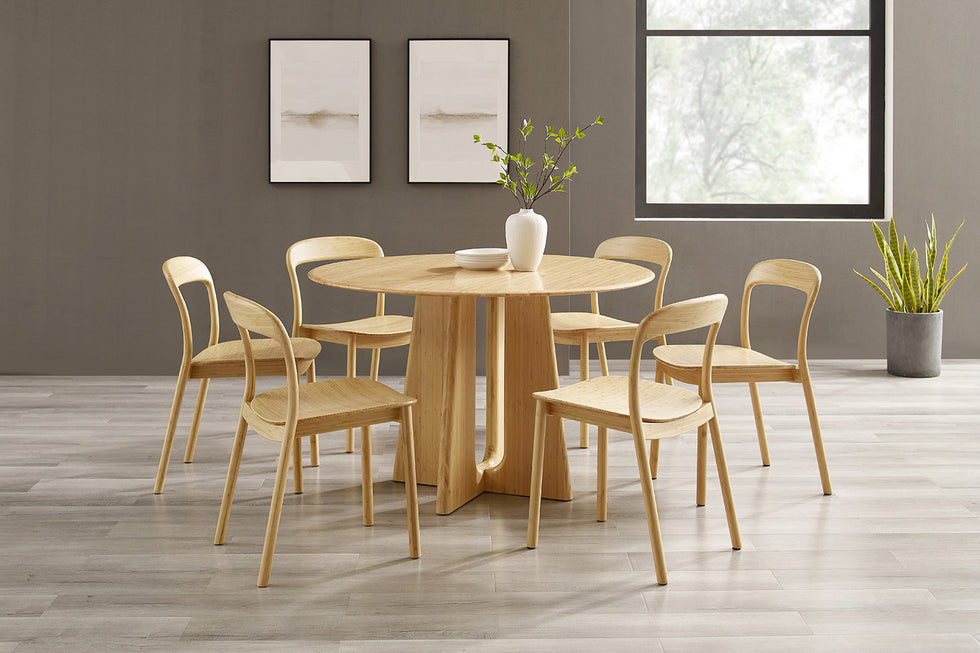 Greenington - Hanna Dining Chair Bamboo Seat Set of 2 in Wheat, Solid Moso Bamboo