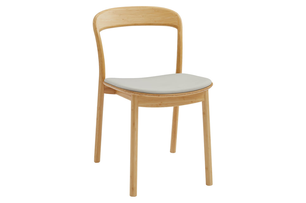 Greenington - Hanna Dining Chair Leather Seat Set of 2 in Wheat, Moso Bamboo