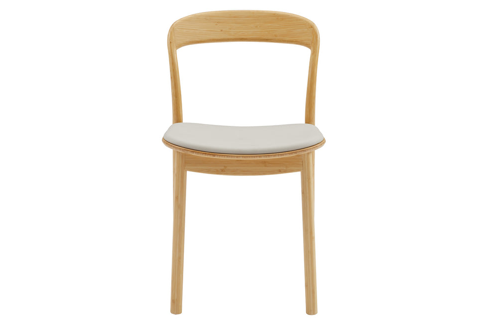 Greenington - Hanna Dining Chair Leather Seat Set of 2 in Wheat, Moso Bamboo
