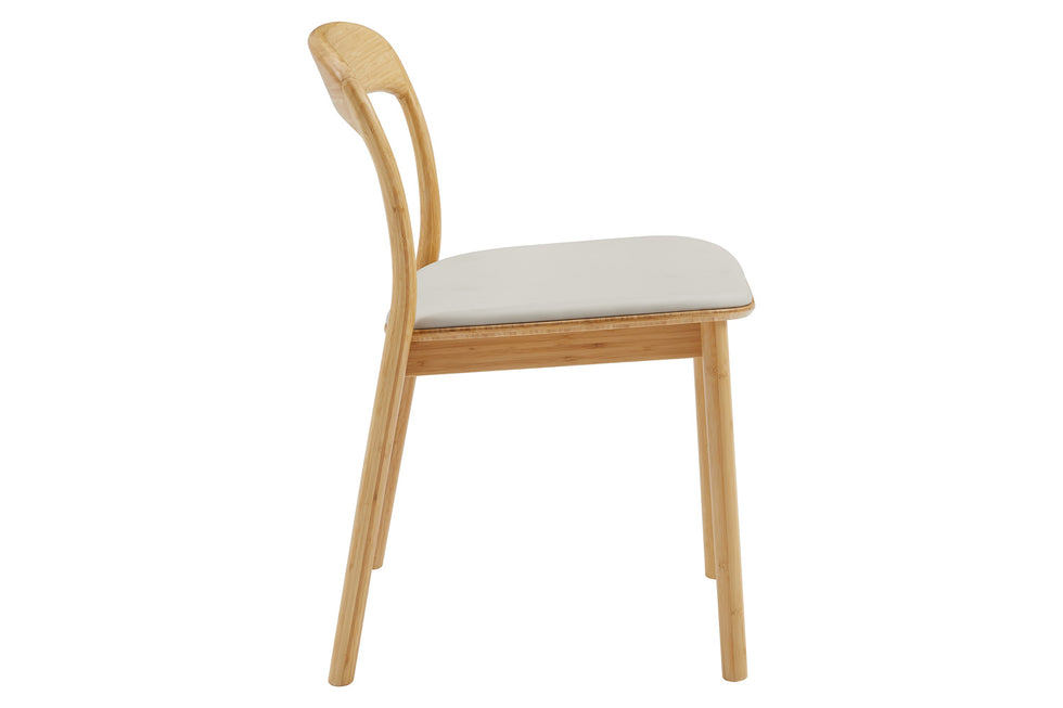 Greenington - Hanna Dining Chair Leather Seat Set of 2 in Wheat, Moso Bamboo