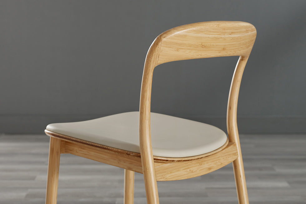 Greenington - Hanna Dining Chair Leather Seat Set of 2 in Wheat, Moso Bamboo