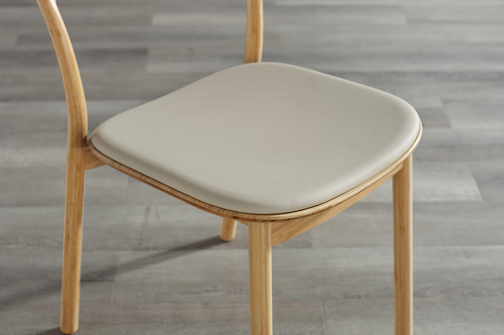 Greenington - Hanna Dining Chair Leather Seat Set of 2 in Wheat, Moso Bamboo