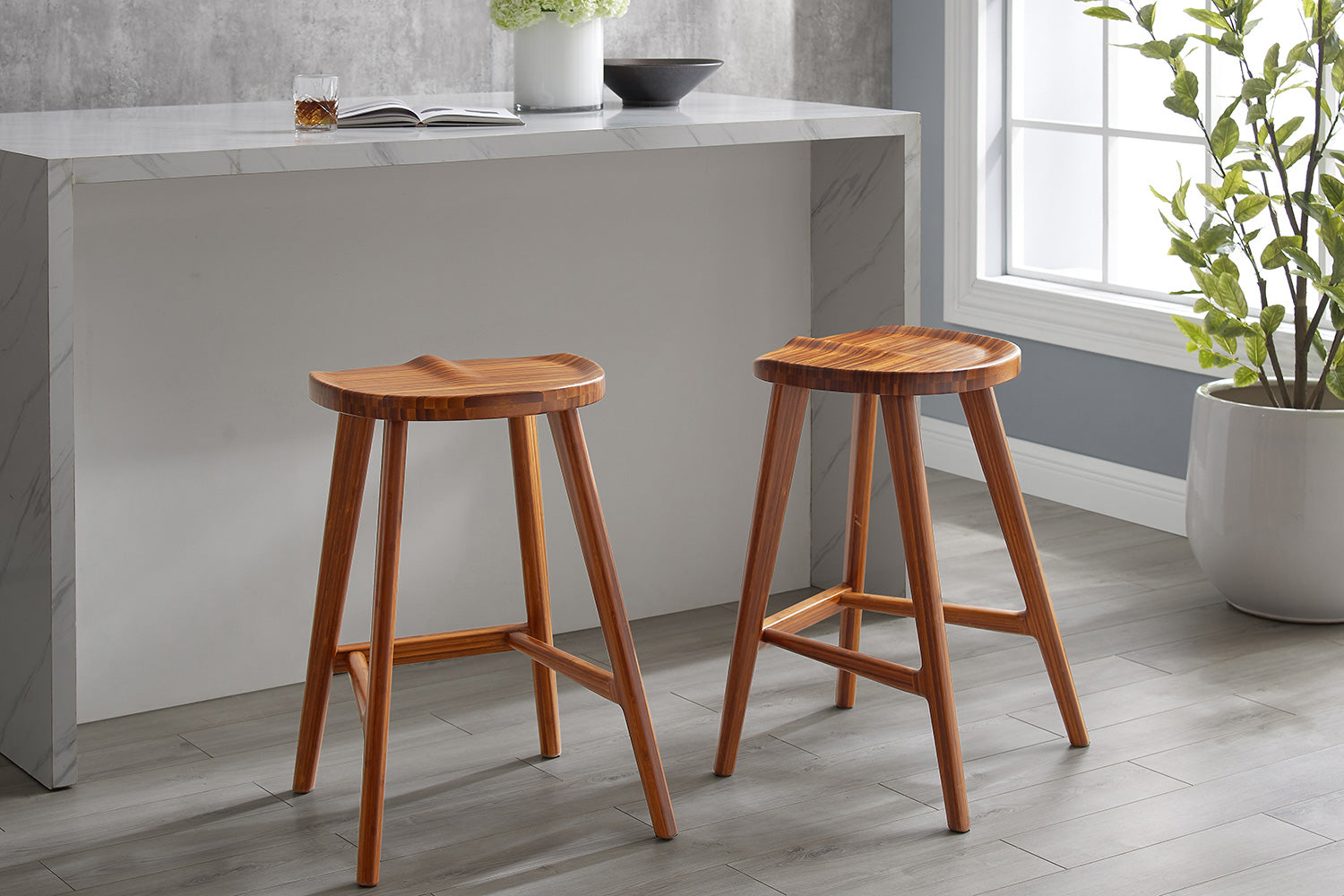 Greenington - Max Stool In Counter Height Set of 2 in Amber, Bamboo