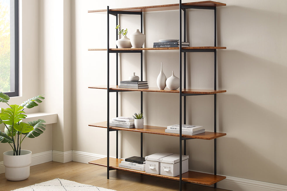 Greenington - Studio Plus Metal Shelf in Amber, Solid Moso Bamboo/Metal
