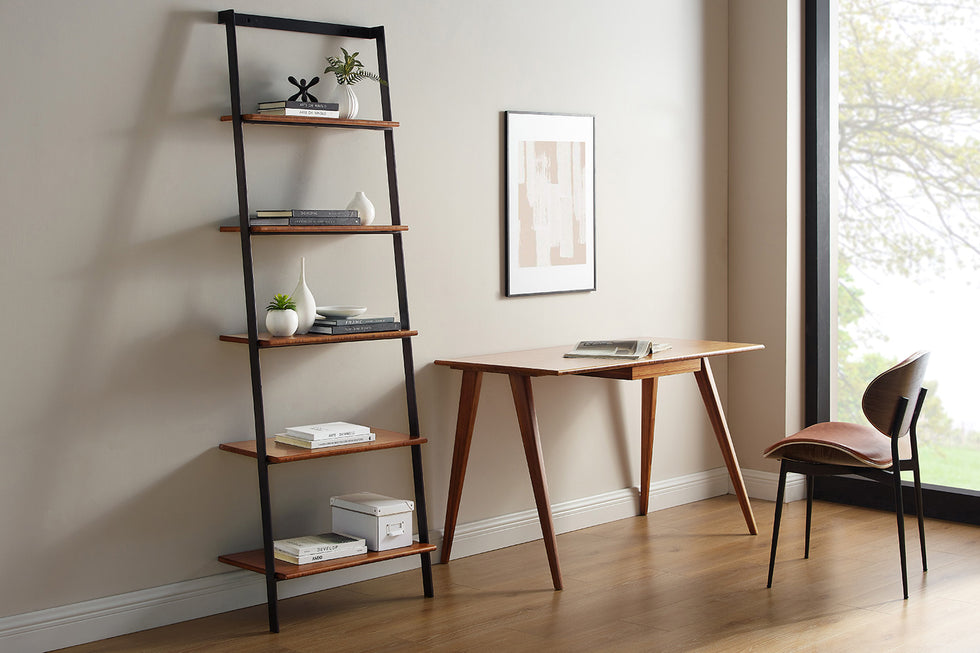 Greenington - Studio Plus Leaning Shelf in Amber, Solid Moso Bamboo/Metal
