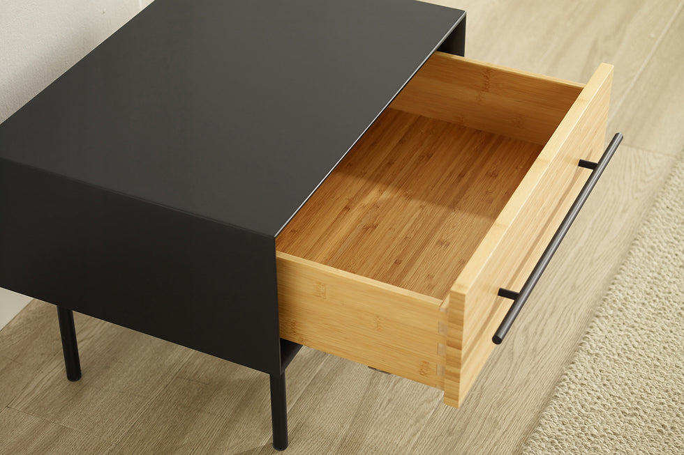 Greenington - Santa Cruz 1 Drawer Nightstand in Wheat, Solid Moso Bamboo