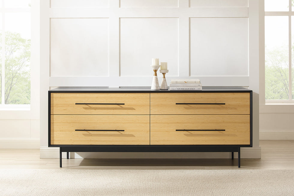 Greenington - Santa Cruz 4 Drawer Double Dresser in Wheat, Solid Moso Bamboo