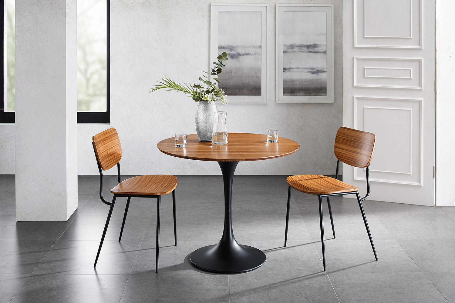 Greenington - Soho 36" Round Table in Amber, Moso Bamboo