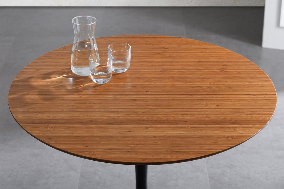 Greenington - Soho 36" Round Table in Amber, Moso Bamboo