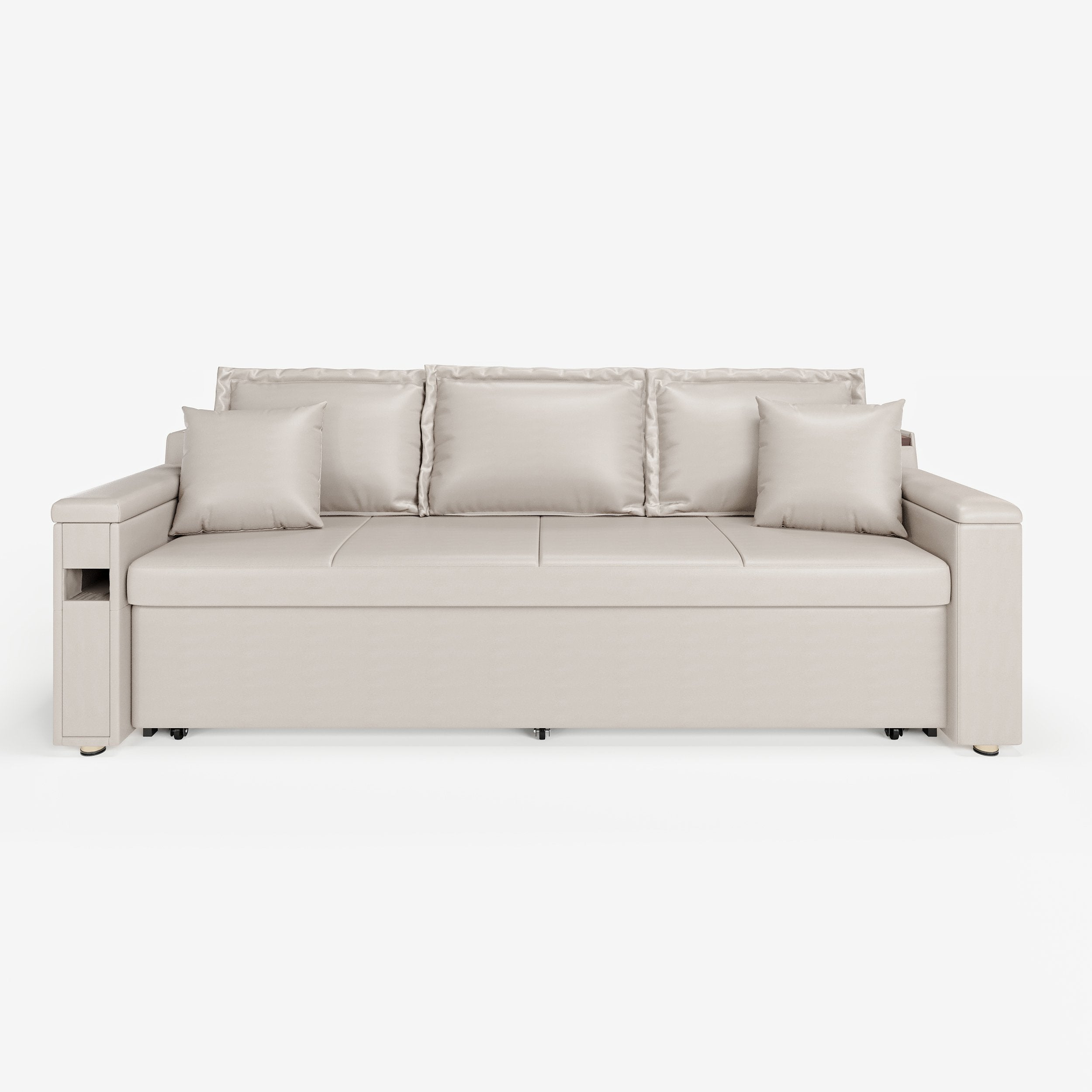 HMR - 83" King 3-Seater Leather Sleeper Sofa with Speaker & USB Ports