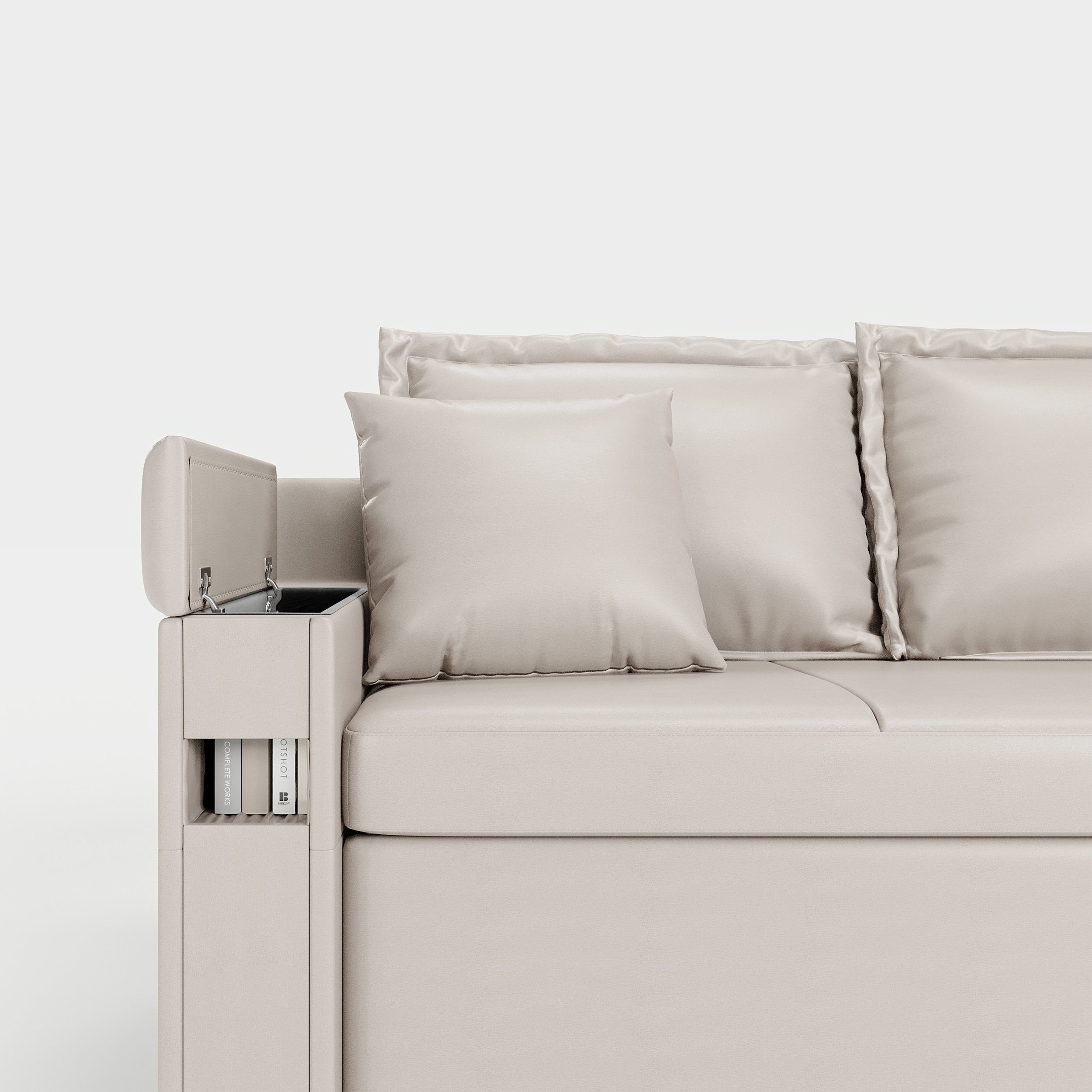 HMR - 83" King 3-Seater Leather Sleeper Sofa with Speaker & USB Ports