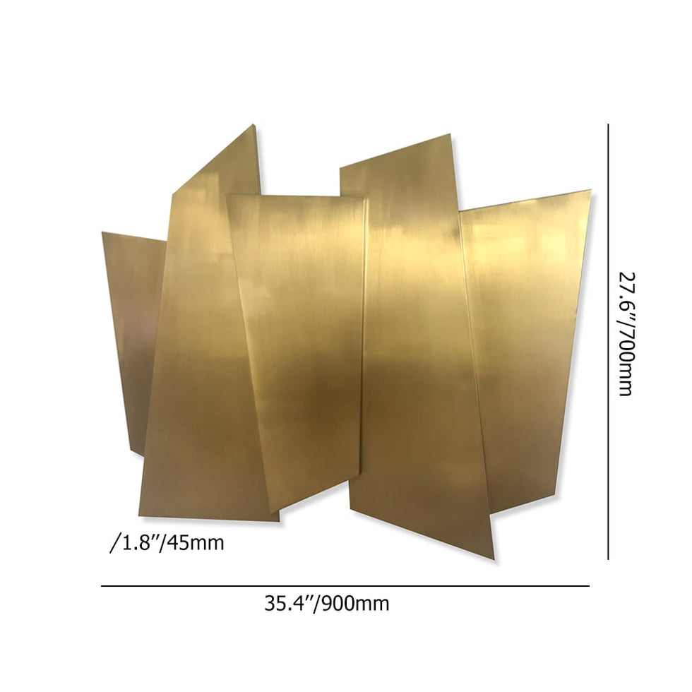 HMR - 35.4" Luxury Irregular Stainless Steel Wall Decor Geometric Art in Gold for Living Room