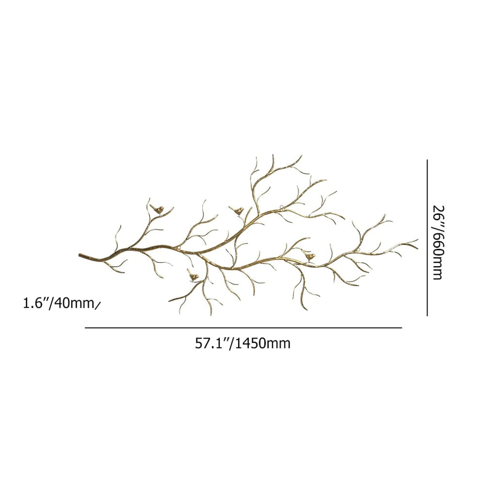 HMR - Luxury Creative Metal Branch & Birds Wall Decor Home Art in Gold in Living Room