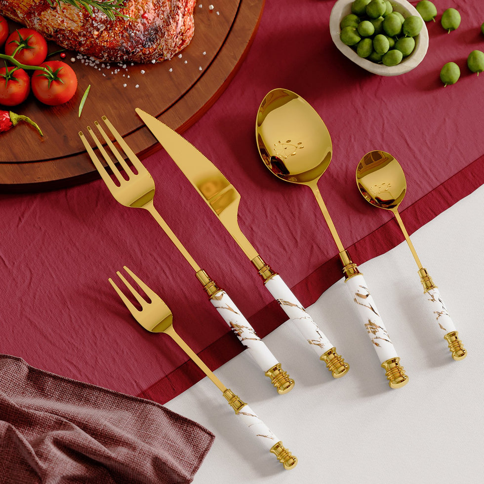 HMR - 60 Pieces Stainless Steel Flatware Set with Ceramic Coated Handle, Service for 12
