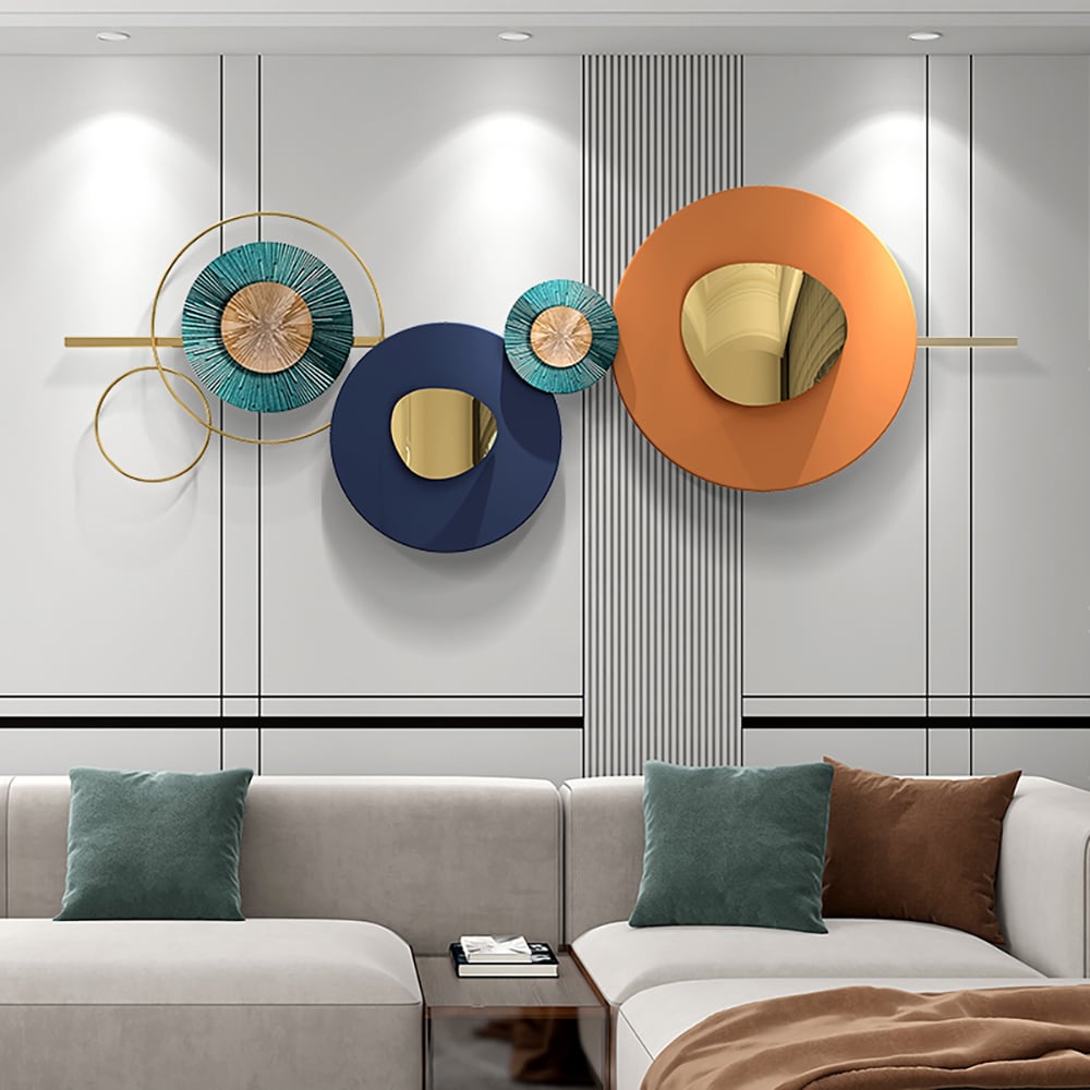 HMR - Modern Metal Wall Decor Home Wall Art Orange Gold Blue Living Room