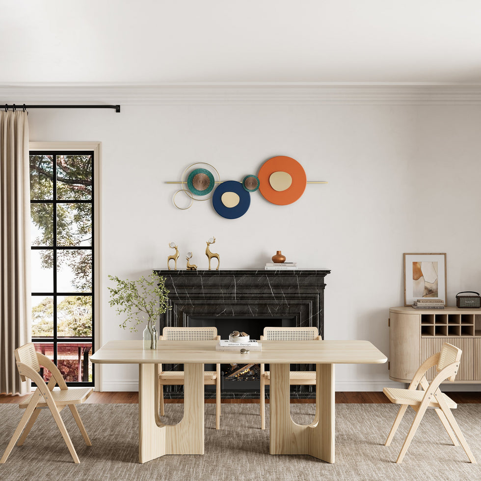 HMR - Modern Metal Wall Decor Home Wall Art Orange Gold Blue Living Room