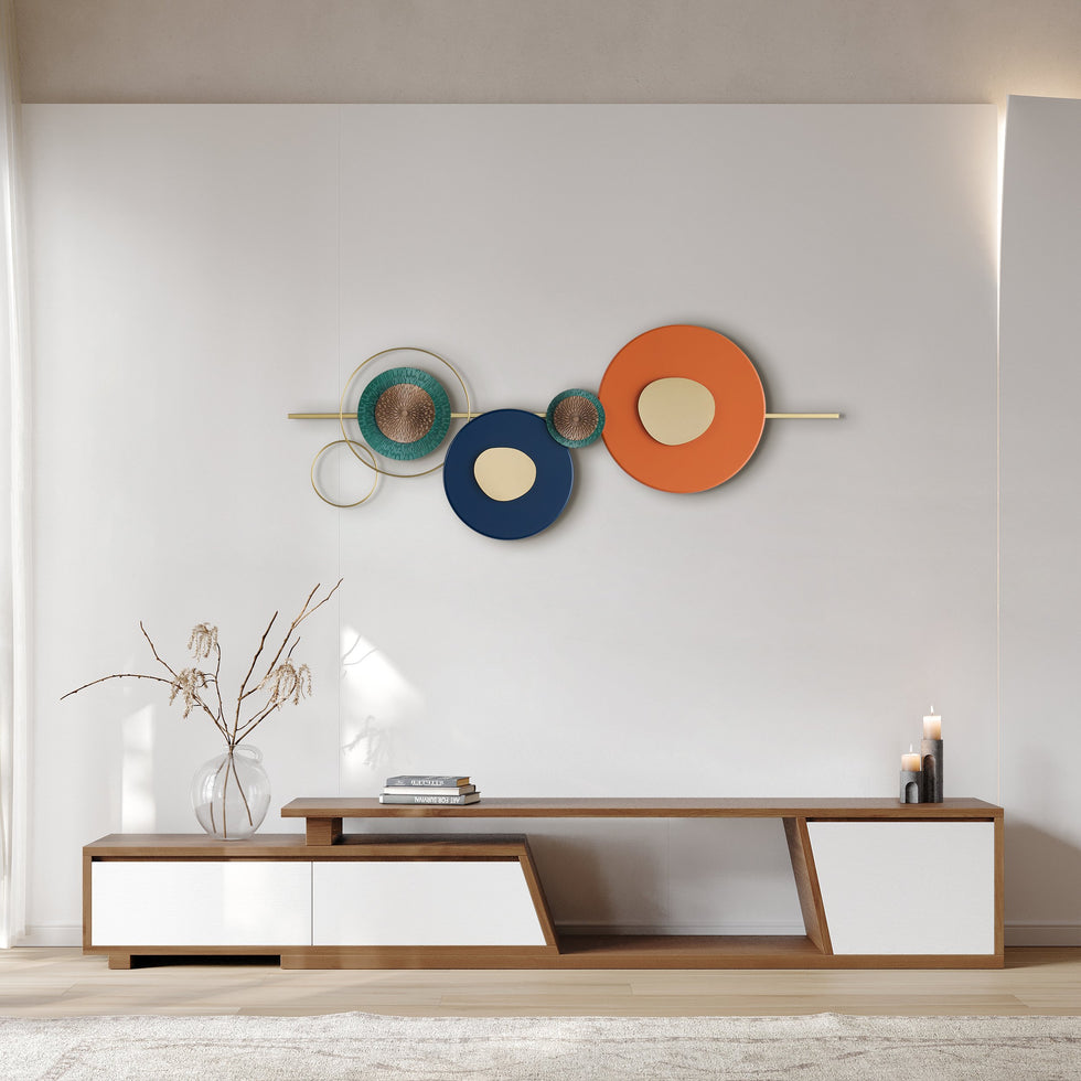 HMR - Modern Metal Wall Decor Home Wall Art Orange Gold Blue Living Room