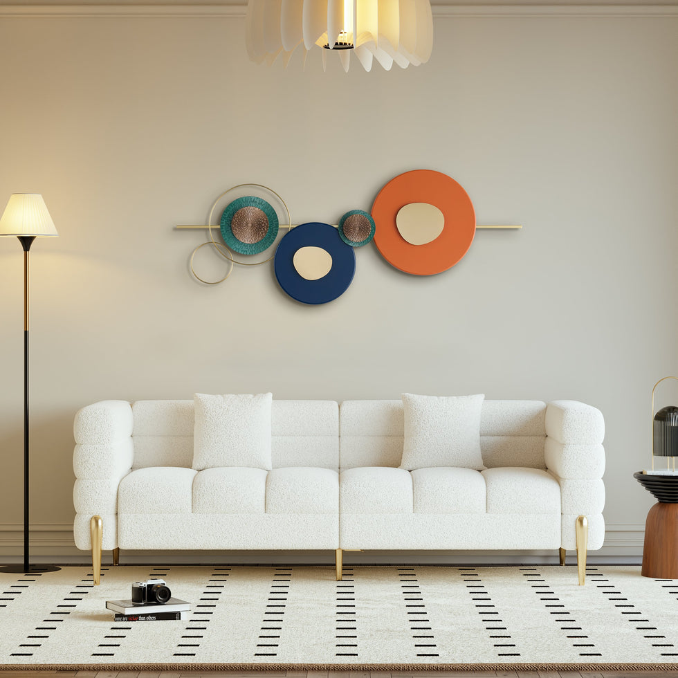 HMR - Modern Metal Wall Decor Home Wall Art Orange Gold Blue Living Room