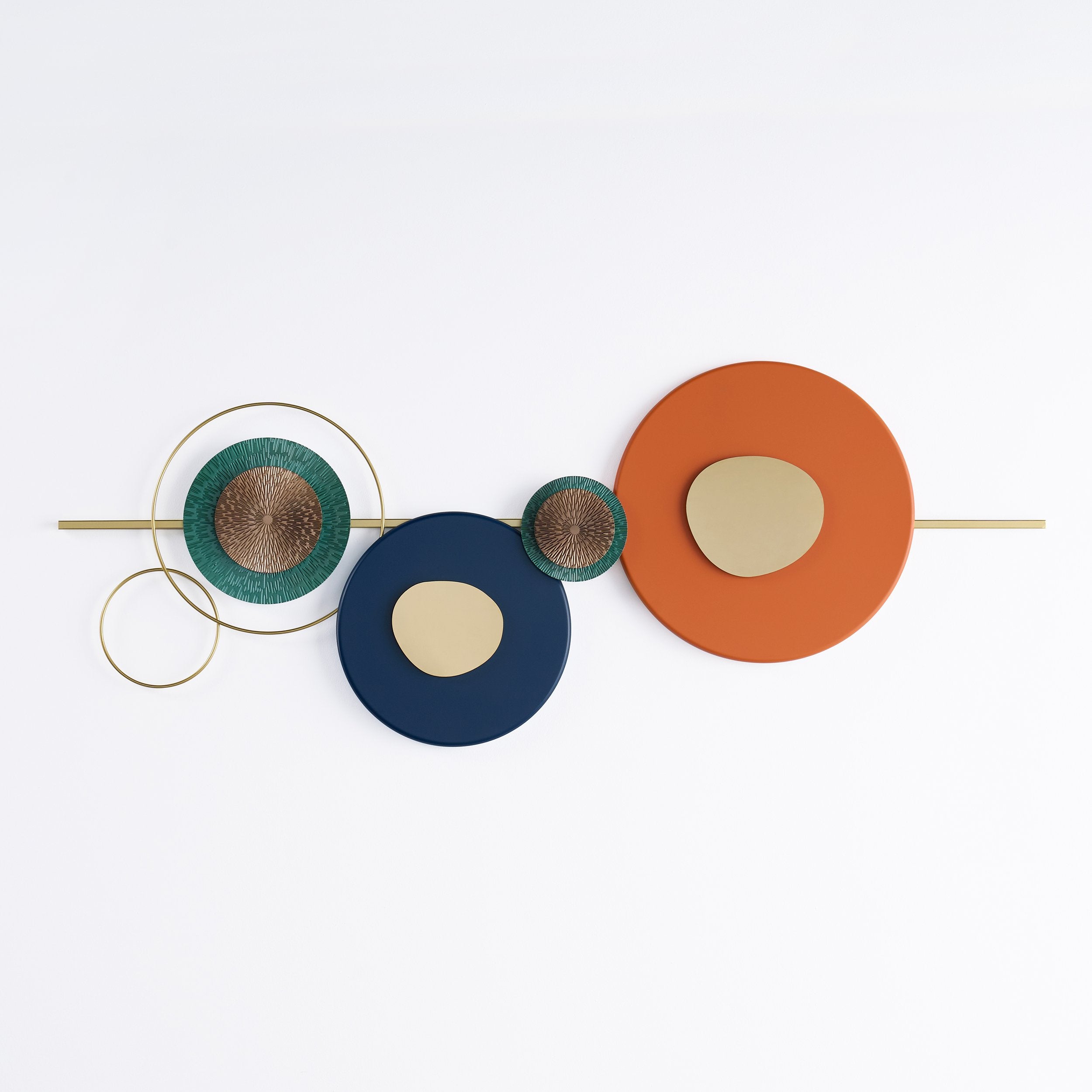 HMR - Modern Metal Wall Decor Home Wall Art Orange Gold Blue Living Room