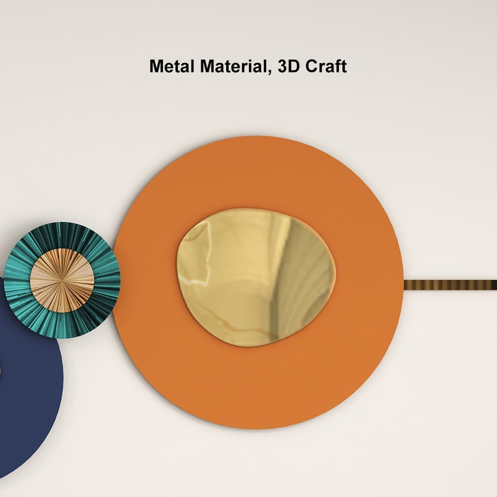 HMR - Modern Metal Wall Decor Home Wall Art Orange Gold Blue Living Room