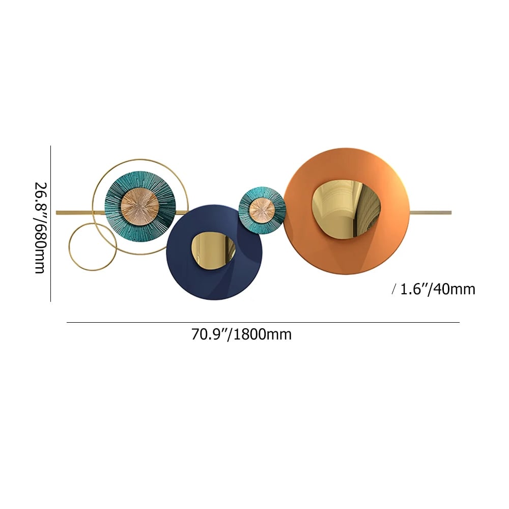 HMR - Modern Metal Wall Decor Home Wall Art Orange Gold Blue Living Room