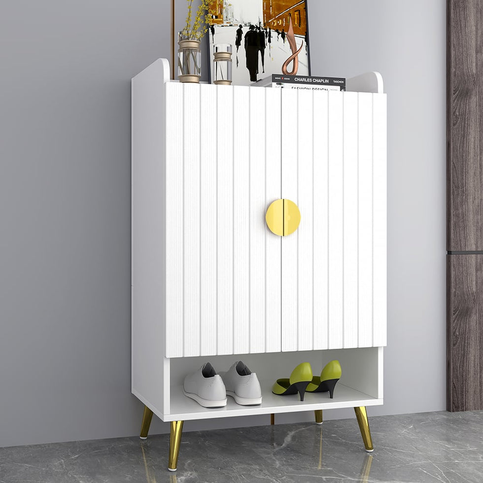 HMR - Yellar Nordic Entryway Shoe Cabinet with Doors & Open Shelves