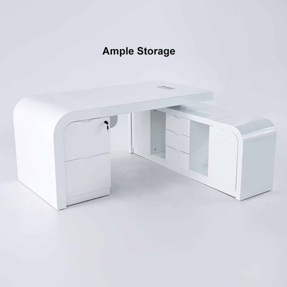 HMR - Chicent L-shaped Modern Executive Desk with Ample Storage
